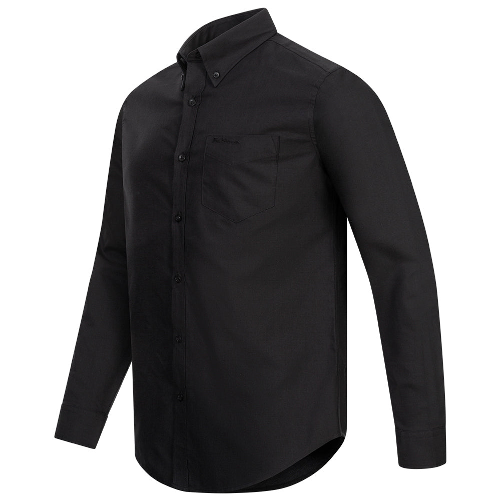 BEN SHERMAN Oxford Herren Langarm Hemd 0077857-BARELYBLACK