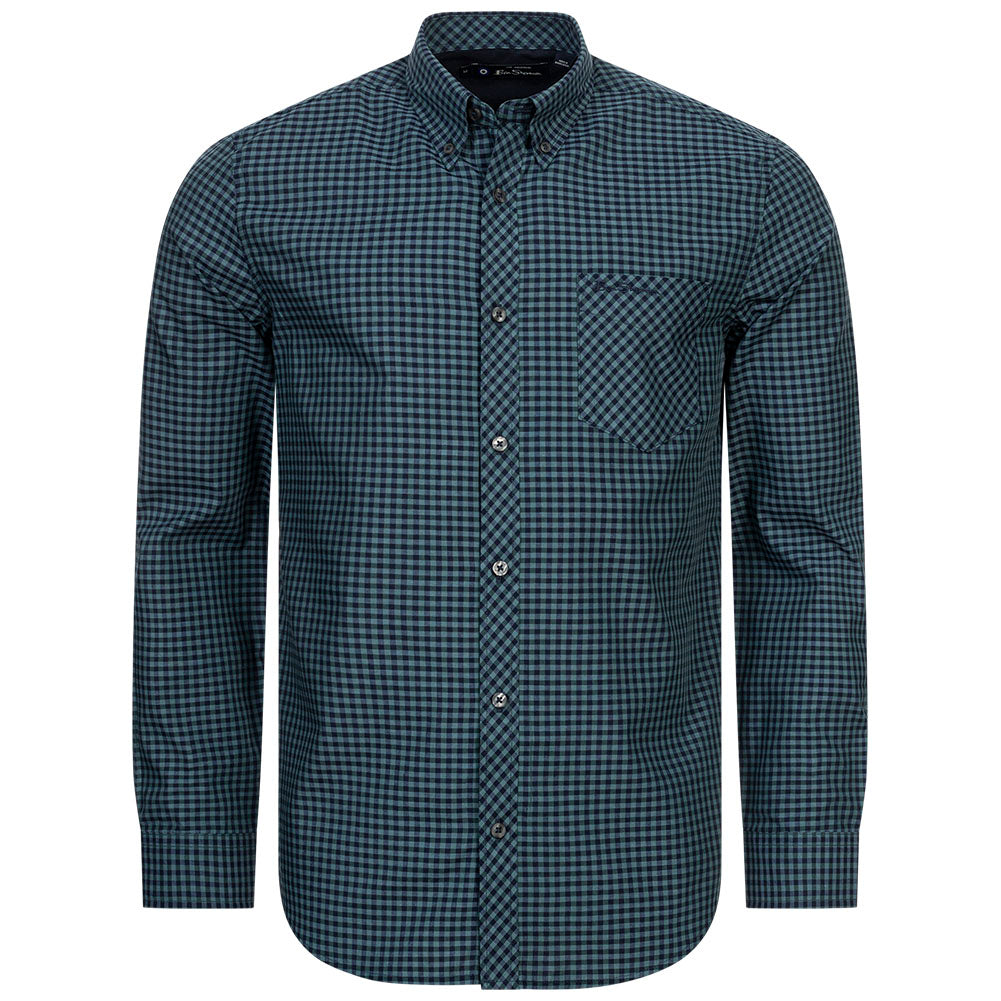 BEN SHERMAN Oxford Herren Langarm Hemd 0077858-DARKEMERALD
