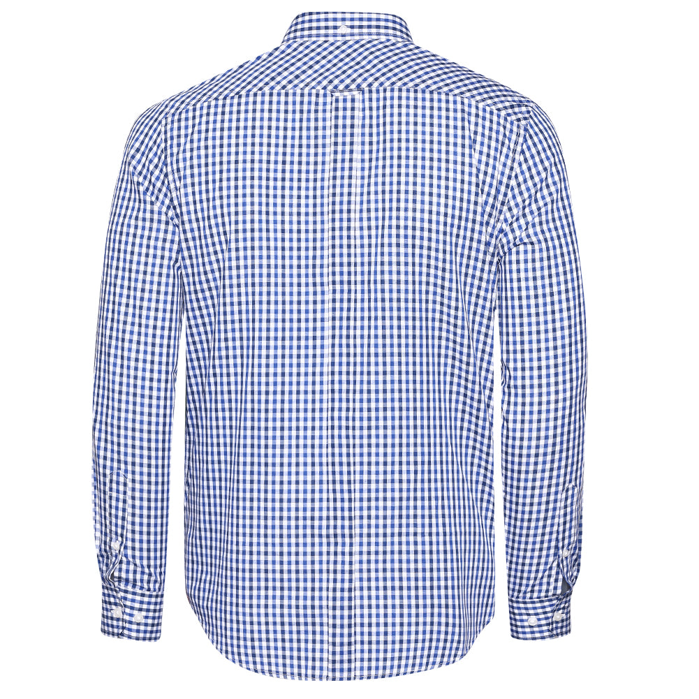 BEN SHERMAN Gingham Herren Langarm Hemd 0077860-BLUE
