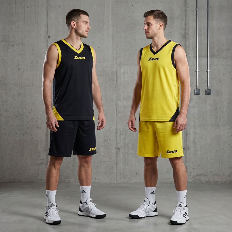 Zeus Kit Doblo Basketball Wende Trikot + Shorts blu/giallo
