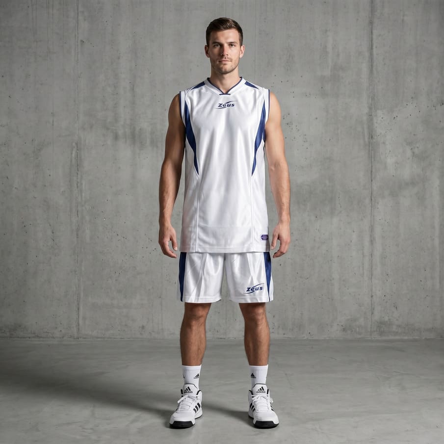 Zeus Kit Sante Basketball Trikot + Shorts bianco/blu