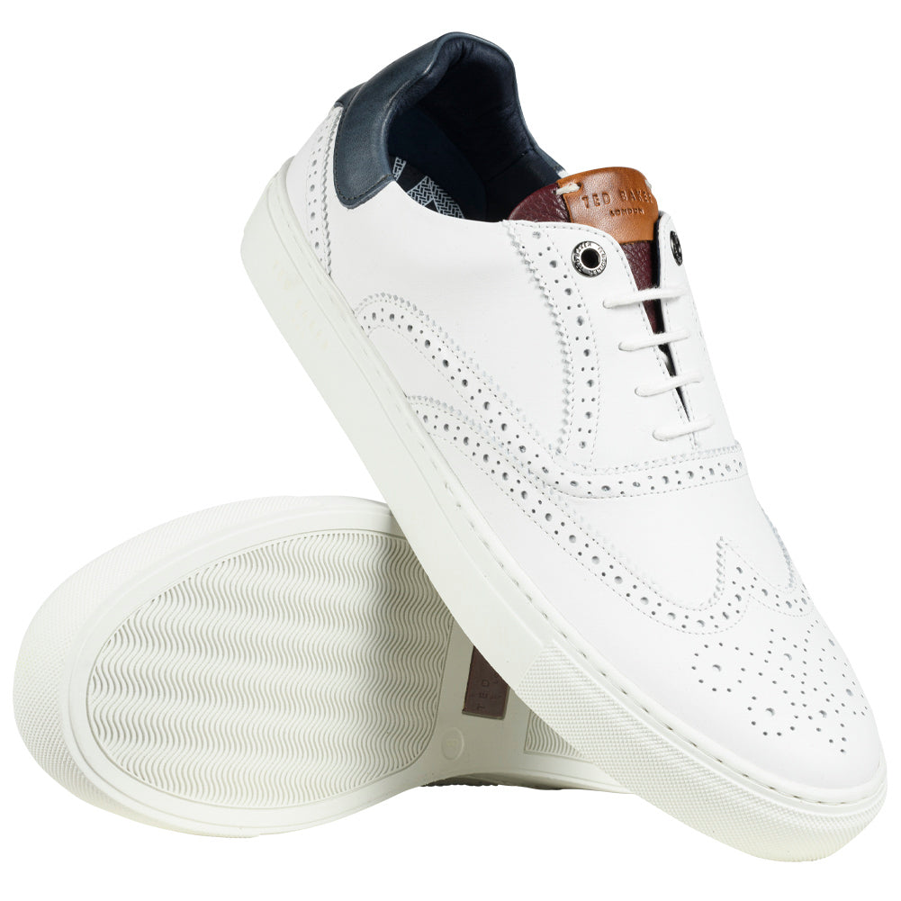 TED BAKER Dennton Cupsole Herren Leder Schuhe 243218-WHITE