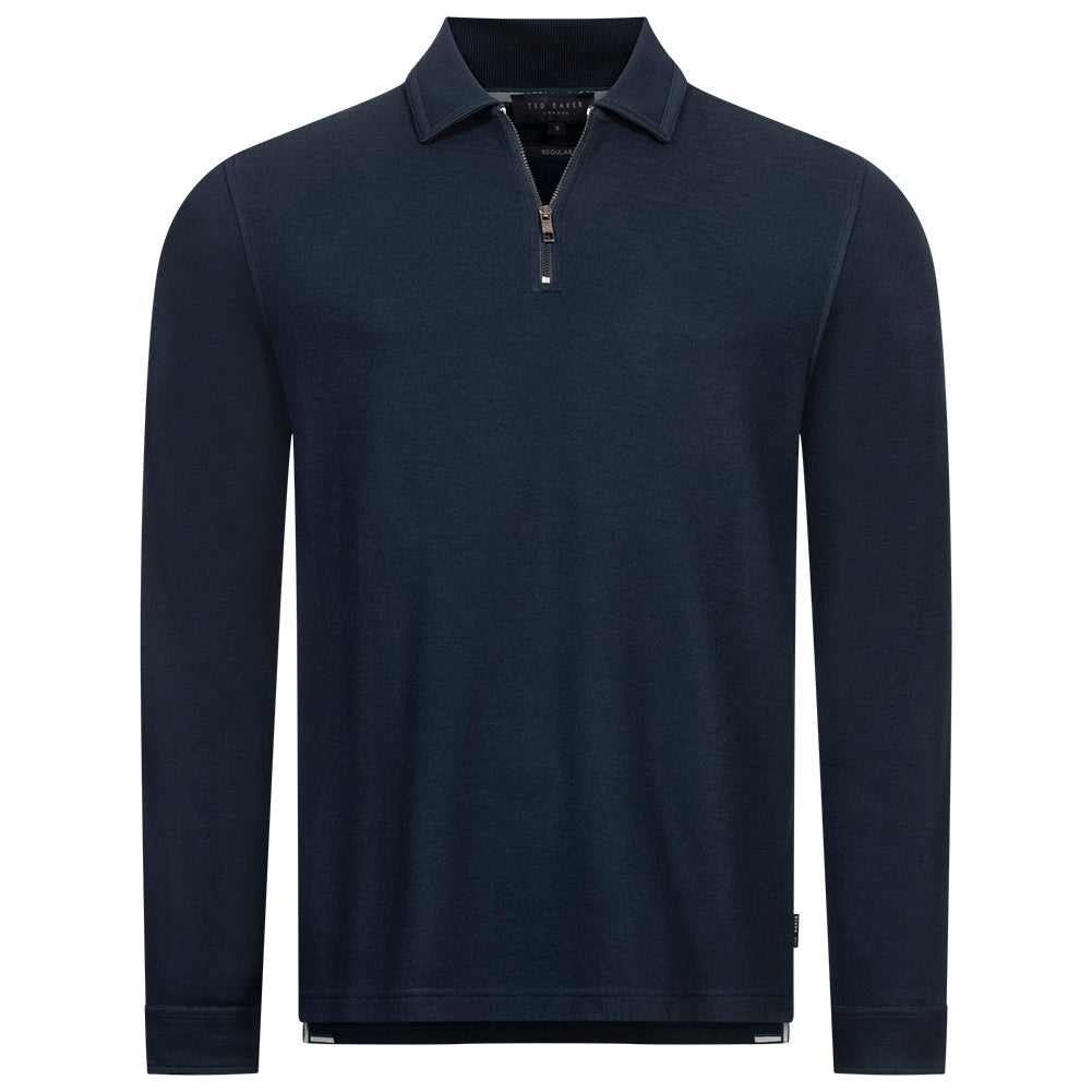 TED BAKER Karpol Soft Touch Herren Sweatshirt mit Kragen 269623-NAVY-BLUE