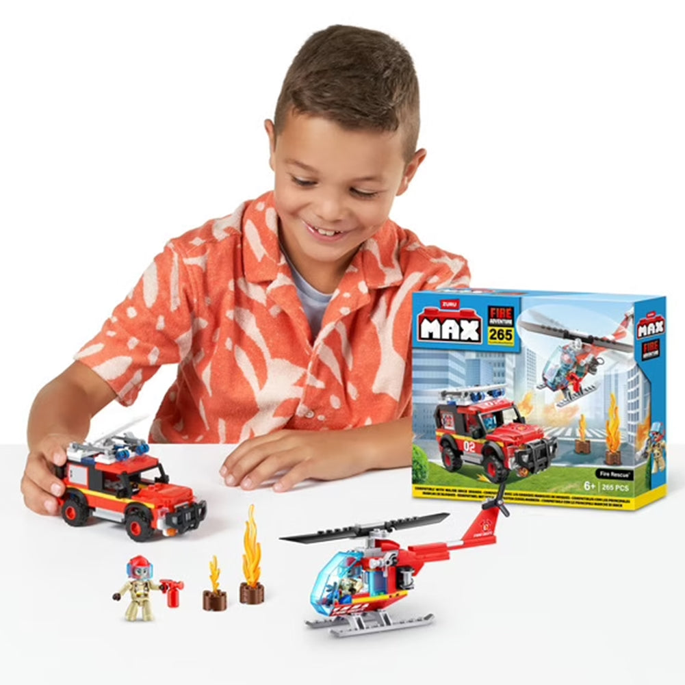 Zuru - MAX CITY Feuerwehr + Helikopter 265-tlg. Spielset 4894680033153