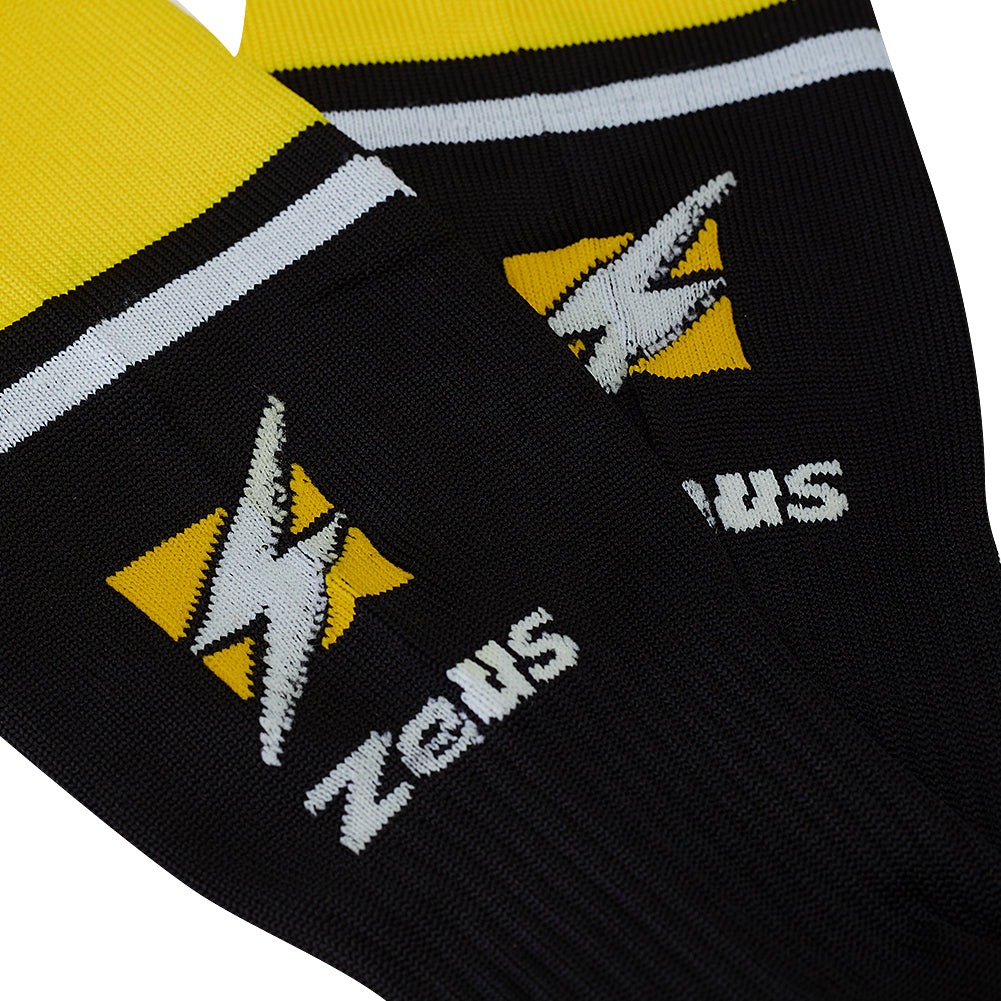 Zeus Calza United Medias de fÃºtbol negro amarillo