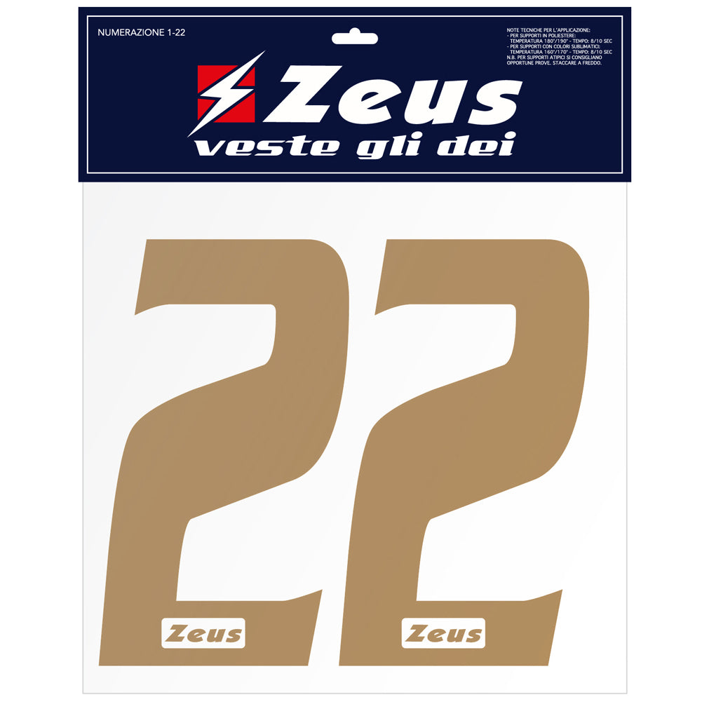 Zeus NÃºmeros termoadhesivos 1-22 25cm oro senior