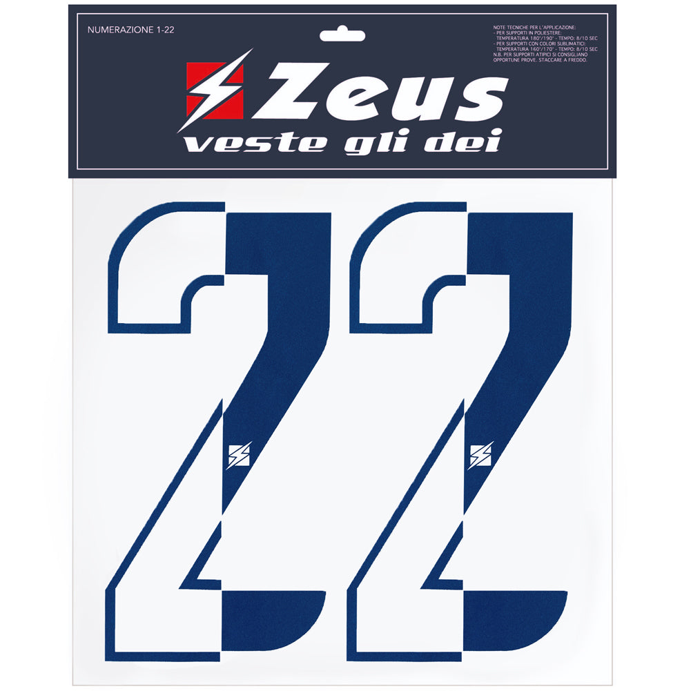 Zeus NÃºmeros termoadhesivos 1-22 25cm alto medio azul marino