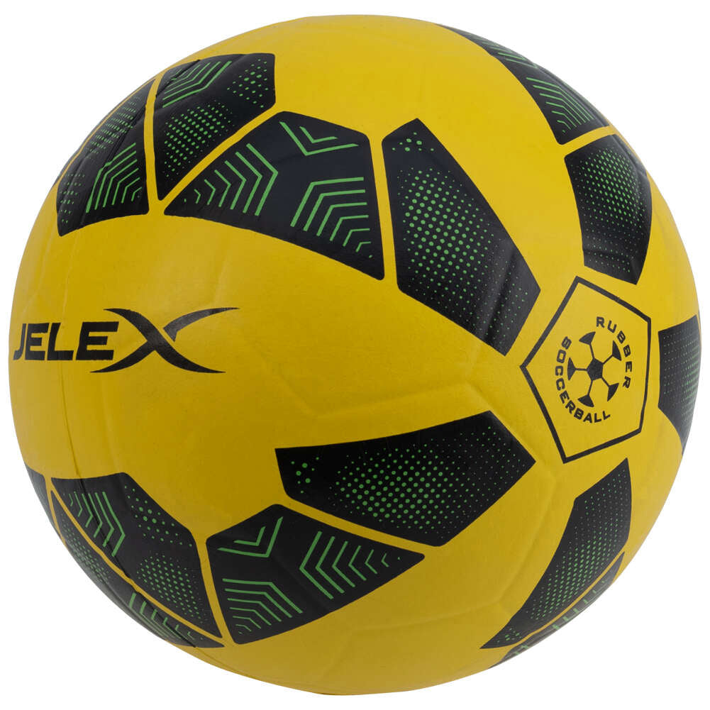 JELEX Bolzplatzheld BalÃ³n de fÃºtbol de goma negro-amarillo