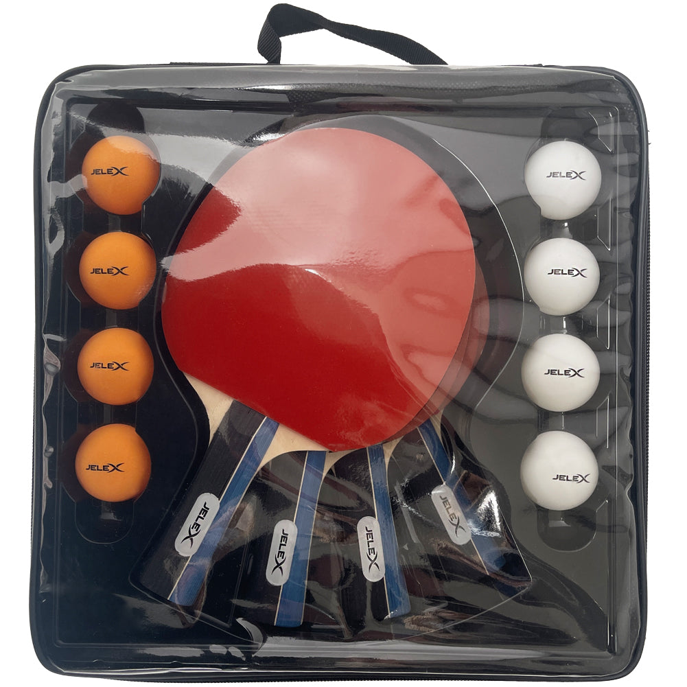 JELEX Sidespin Set de 4 palas de tenis de mesa con 8 pelotas