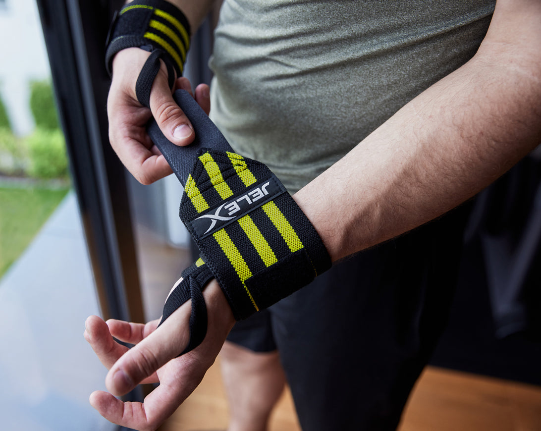 JELEX Strong MuÃ±equeras de fitness negro-amarillo