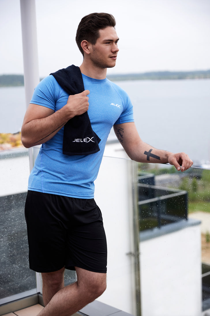 JELEX "100FIT" Toalla de fitness con bolsillo negro