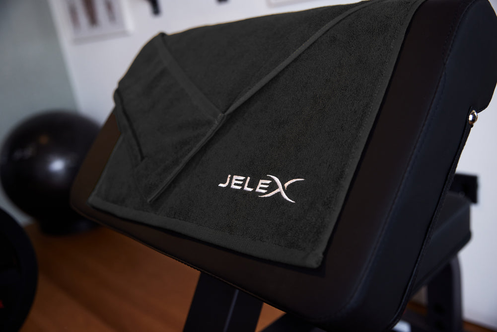 JELEX "100FIT" Toalla de fitness con bolsillo negro