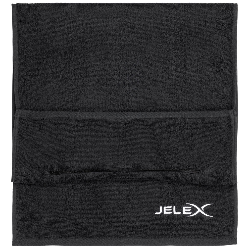 JELEX "100FIT" Toalla de fitness con bolsillo negro