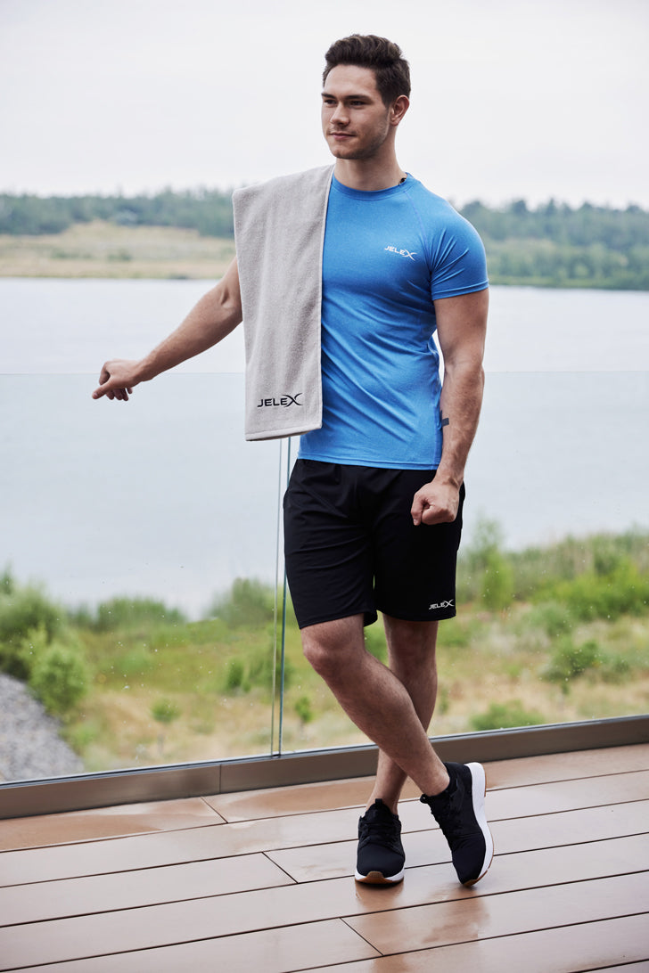 JELEX "100FIT" Toalla de fitness con bolsillo gris