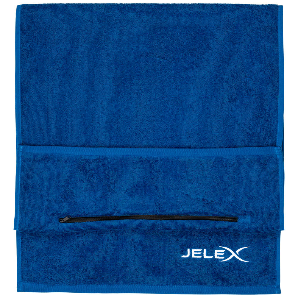 JELEX "100FIT" Toalla de fitness con bolsillo azul real