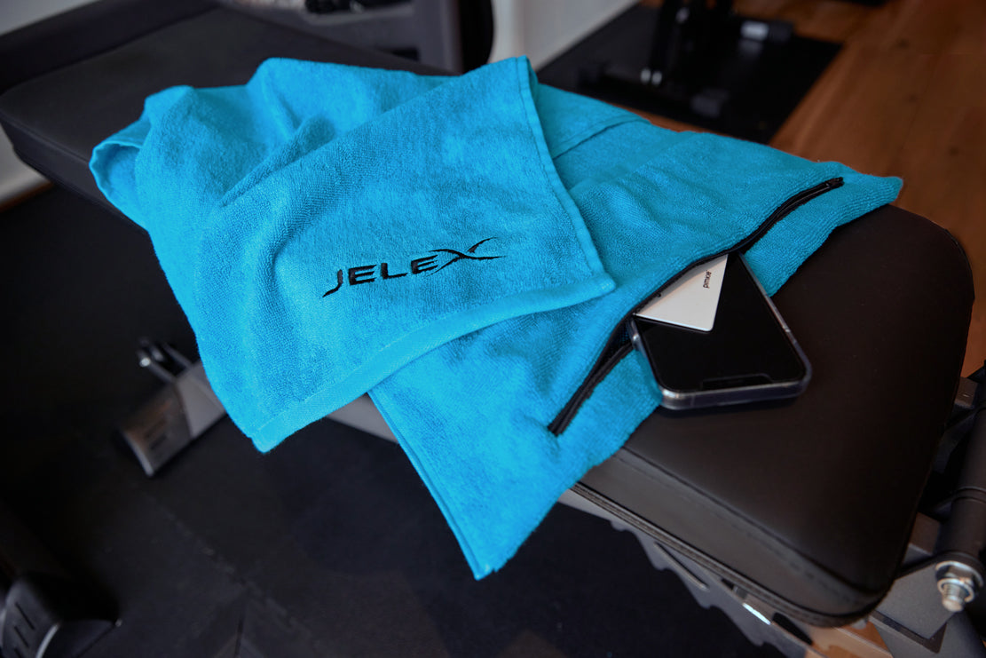 JELEX "100FIT" Toalla de fitness con bolsillo turquesa
