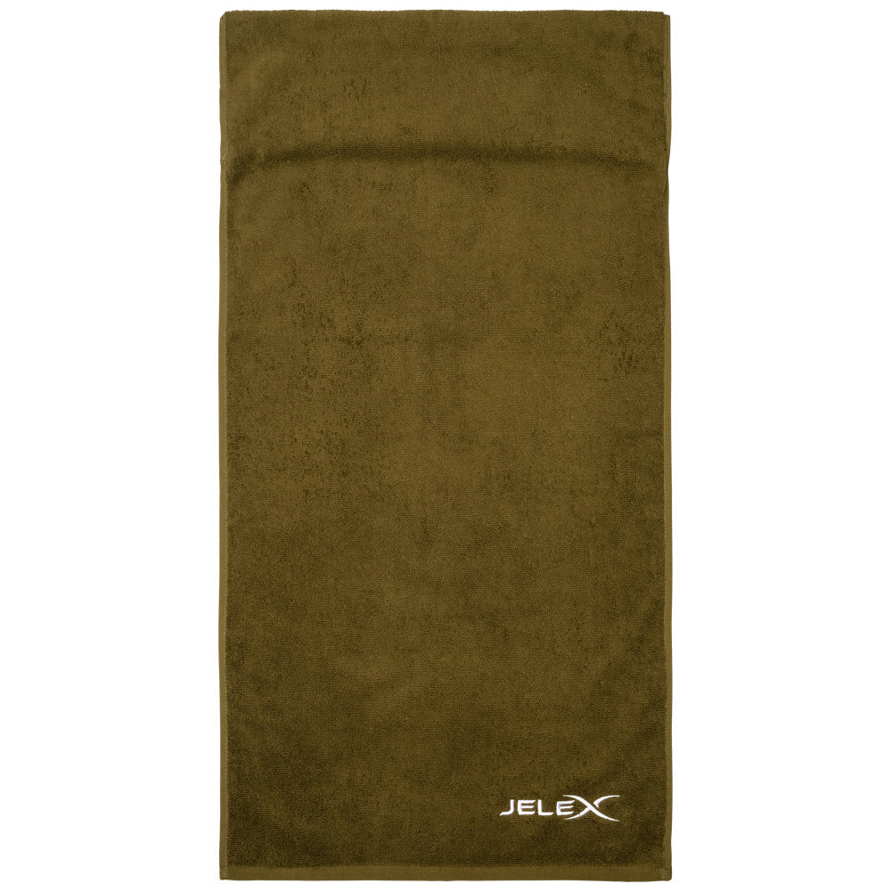 JELEX "100FIT" Toalla de fitness con bolsillo verde militar