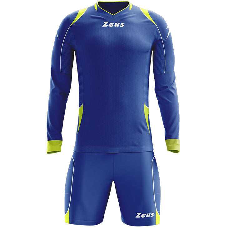 Zeus Paros Conjunto de portero Camiseta de manga larga con pantalones cortos azul neÃ³n amarillo