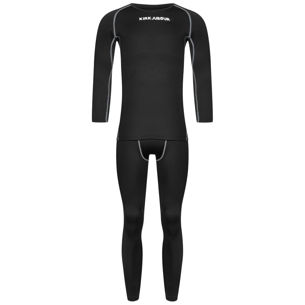 KIRKJUBÃUR Â® "Hafjall" Hombre Conjunto de ropa interior tÃ©rmica 2 piezas negro