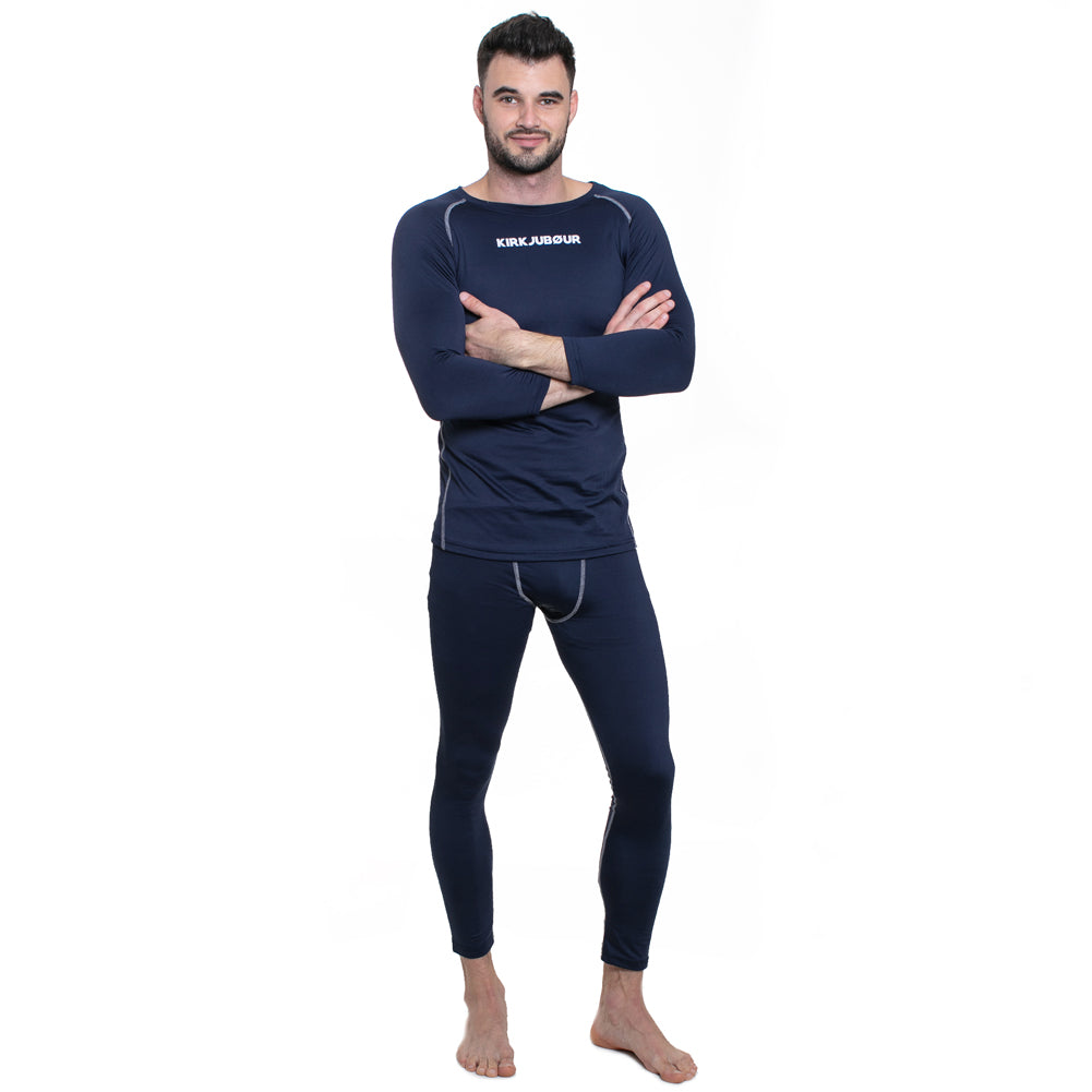 KIRKJUBÃUR Â® "Hafjall" Hombre Conjunto de ropa interior tÃ©rmica 2 piezas azul