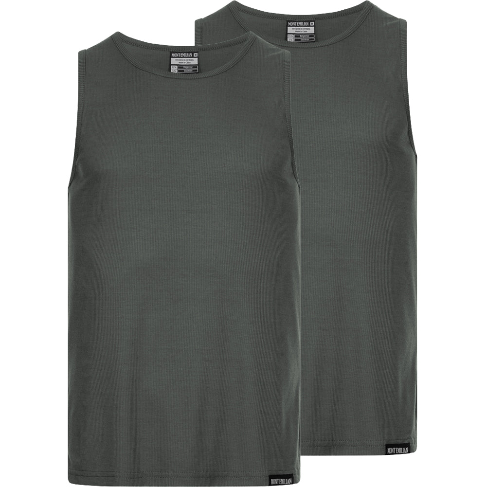 MONT EMILIAN "Ajaccio" Hombre Camiseta interior Pack de 2 gris
