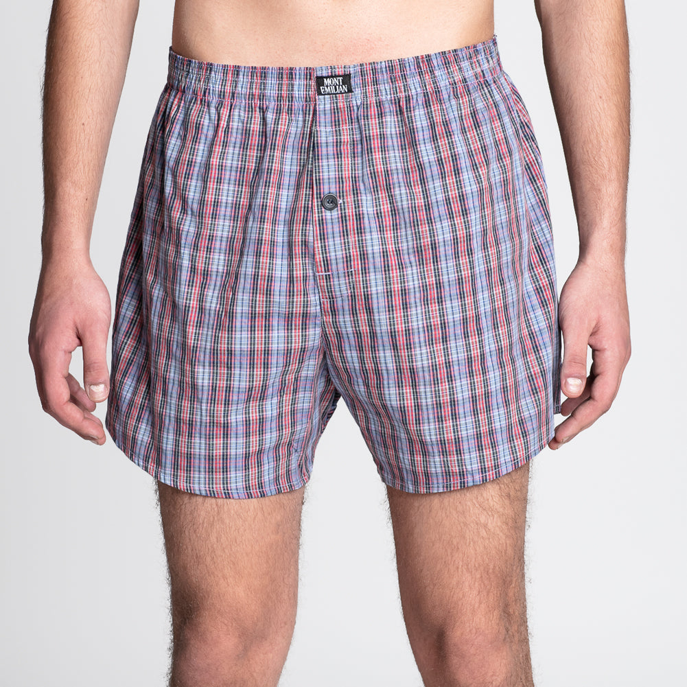 MONT EMILIAN "Nantes" Herren American Boxershorts 2er-Pack blau/karo