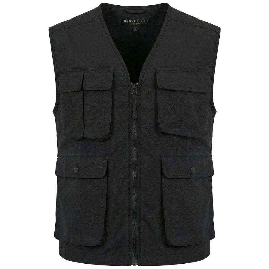 BRAVE SOUL® Trackvest Utility Herren Cargo Weste MJK-TRACKVEST-1