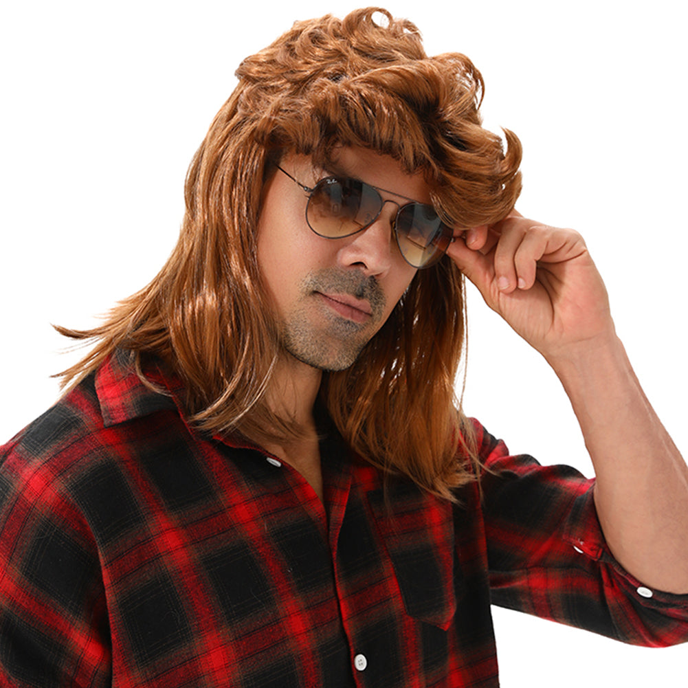 MAASKANTJE "Bami" Retro Mullet Vokuhila Perücke hellbraun