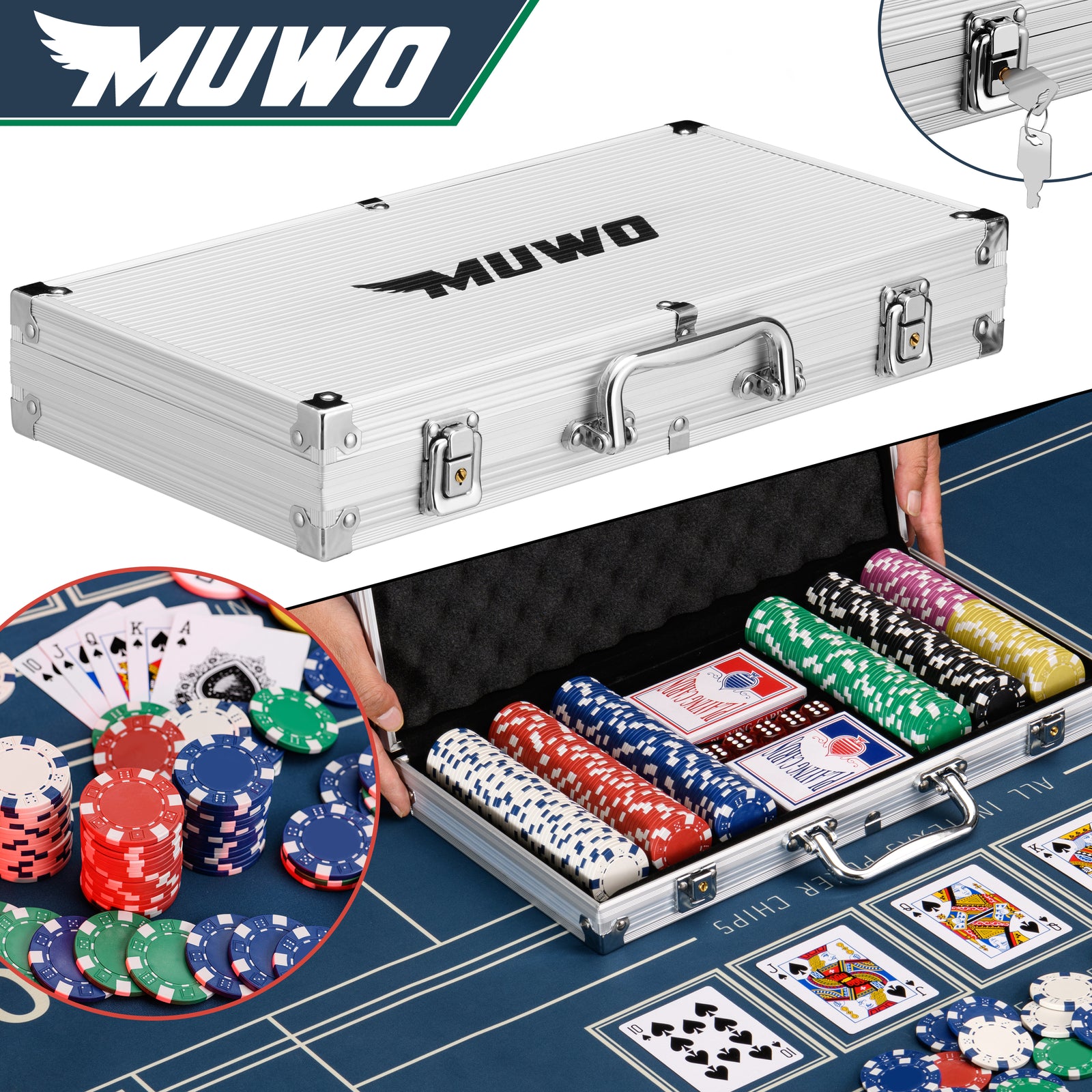 MUWO "All In" Pokerkoffer-Set mit 300 Chips