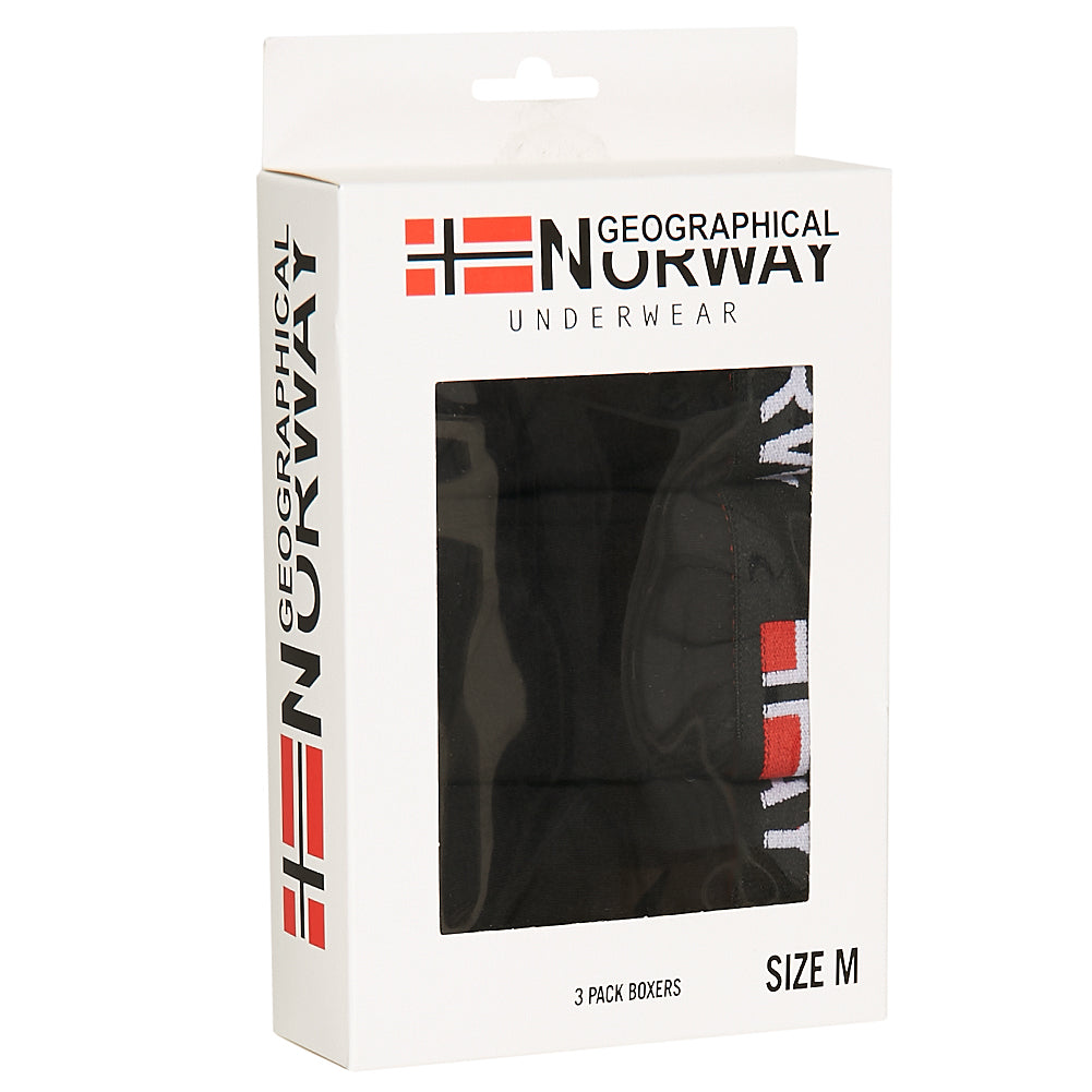 Geographical Norway Herren Boxershorts 3er-Pack schwarz Pack-3-Black