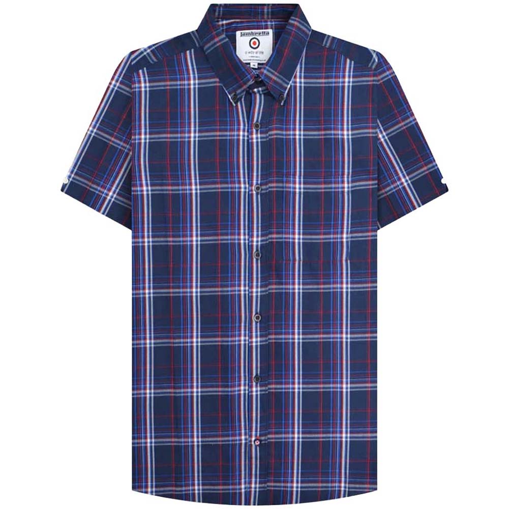 Lambretta Check Herren Kurzarm Hemd RWIS1456-NVY