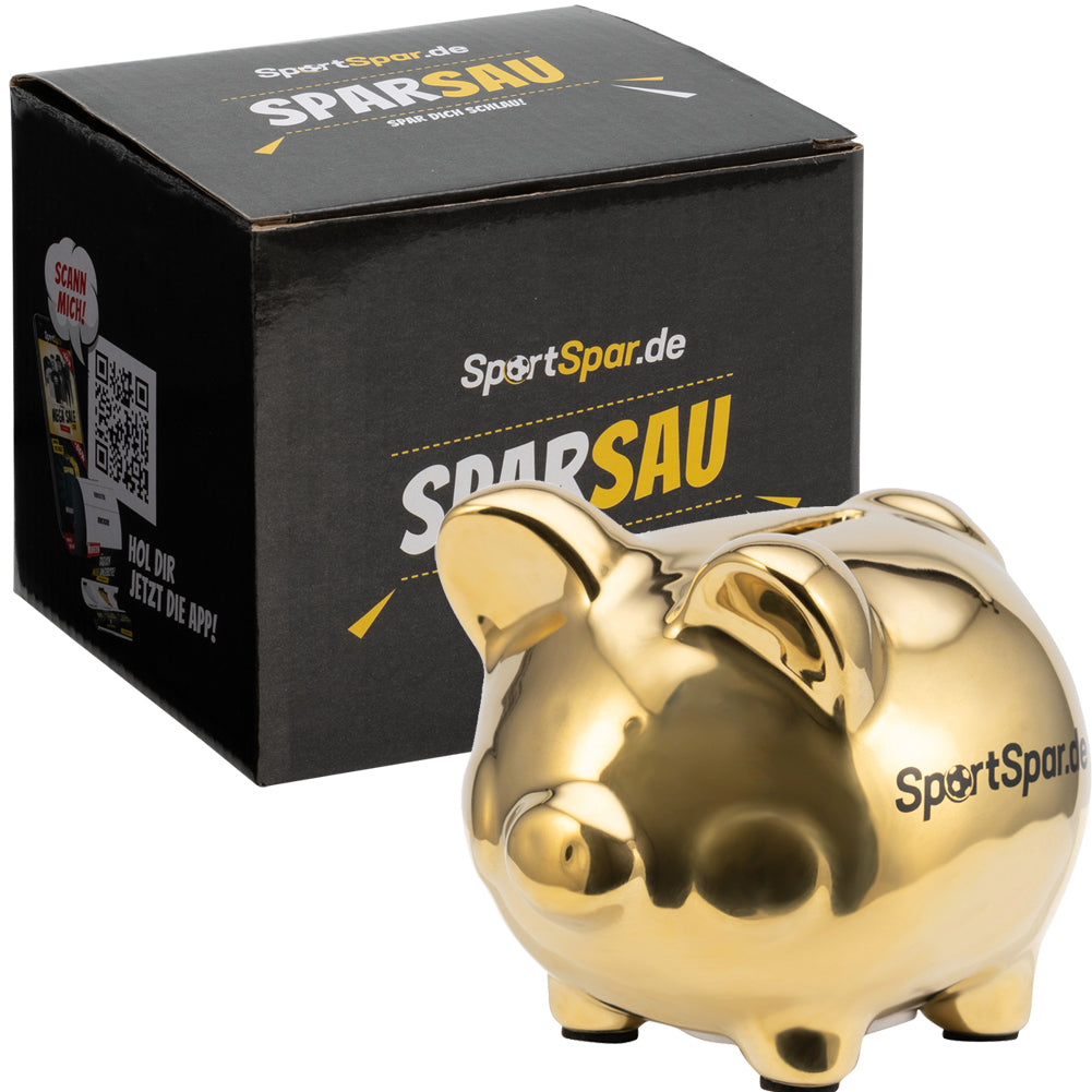 SportSpar.de "SparSau" Hucha cerdito de cerÃ¡mica oro