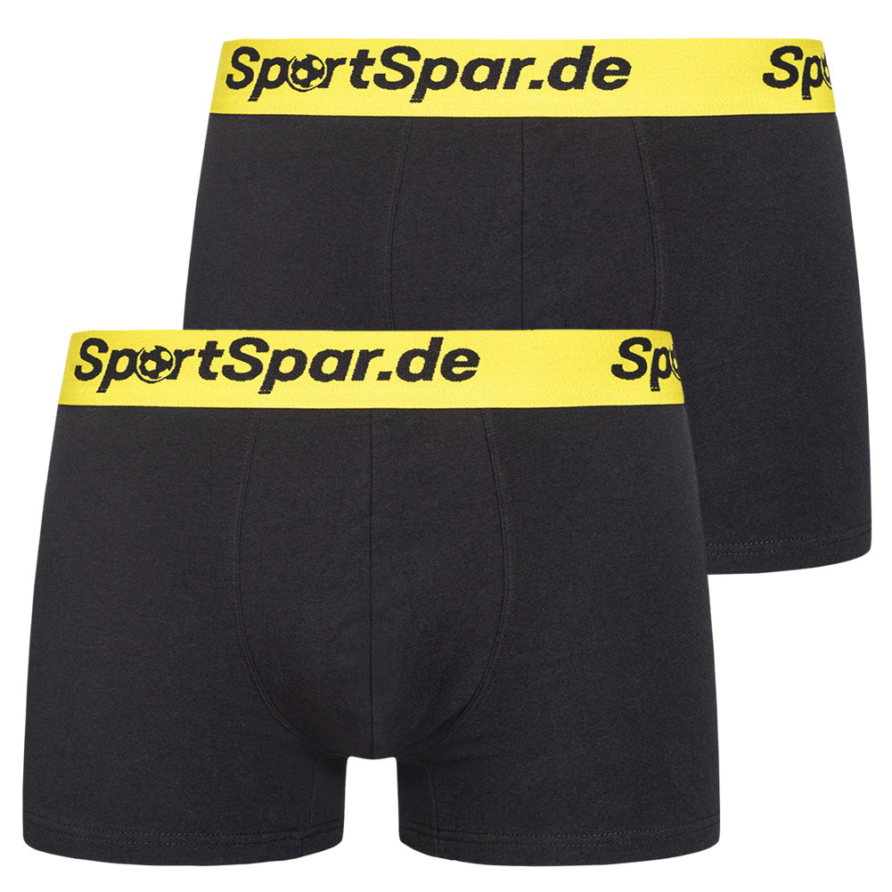 Sportspar.de Herren "Double Sparbuchse" Boxershorts 2er-Pack schwarz-gelb