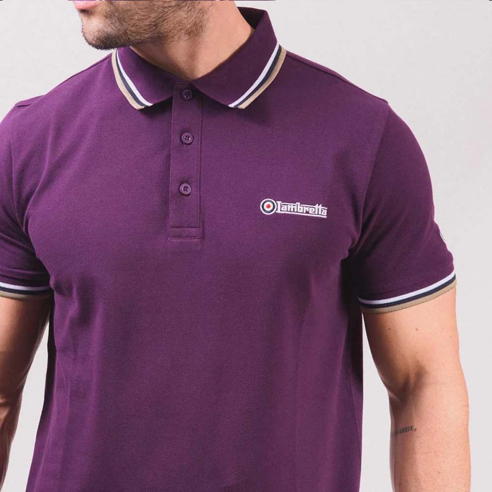 Lambretta Triple Tipped Herren Polo-Shirt SS1650-WB-WHT-NVY-C